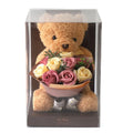 Beautiful Preserved Soap Rose Flower Bouquet Teddy Bear PVC Gift Box Lover's Birthday Valentine's Thanksgiving Chinese New Year