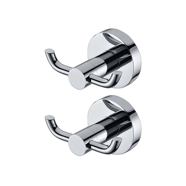 Bath Towel Hook Stainless Steel Towel Holder Hooks Chrome Door Bathroom Robe 2 Hook Hat Clothes Wall Door Hanger
