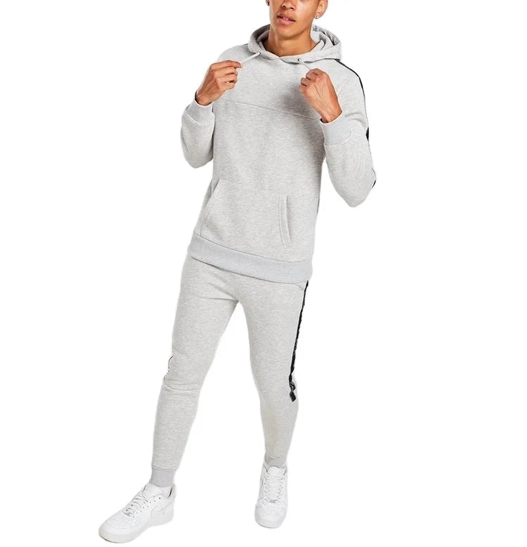 OEM High Quality Organic Cotton Tracksuits Training Wear Set Custom Stripe Tech Fleece Tracksuit for Man