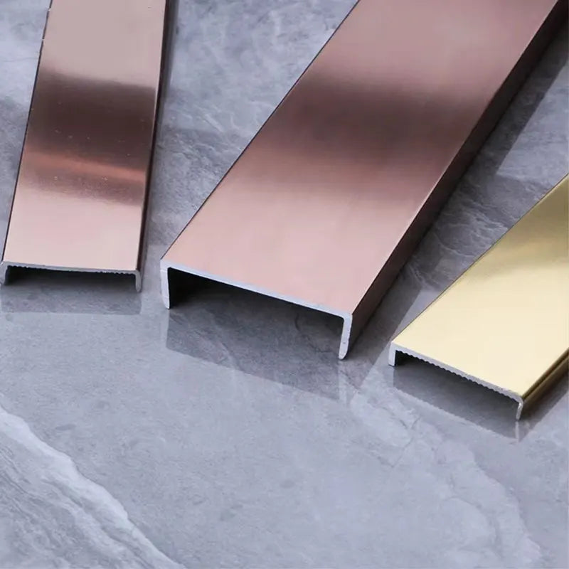 Modern U-Shaped Aluminum Trim Transition Strips Metal Building Decorative Accessories for Ceramic Tiles
