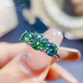 New Arrival 925 Silver Total 2 Carat Round Excellent Cut Pass Diamond Test Green Moissanite Ring for Women Wedding Fine Jewelry