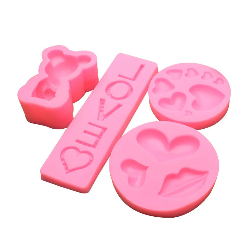 Silicone Candy Chocolate Moulds Wedding Bear Heart Love Mold Fondant Cake Decoration Cupcake Mold for Making Valentine's Day