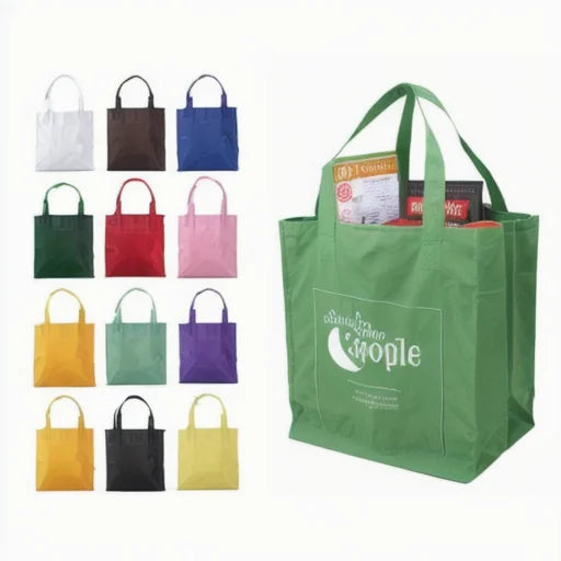 Custom 4-Piece Reusable Non-Woven Shopping Trolley Bag Portable Hanging Design with Cartoon Printing Logos Supermarket Packing