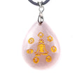 HZ Natural Teardrop Shape Pendants Carved Rose Quartz Yoga Chakra Pendant Necklace Natural Crystal Reiki Chakra Chakra Crystal Set Gems
