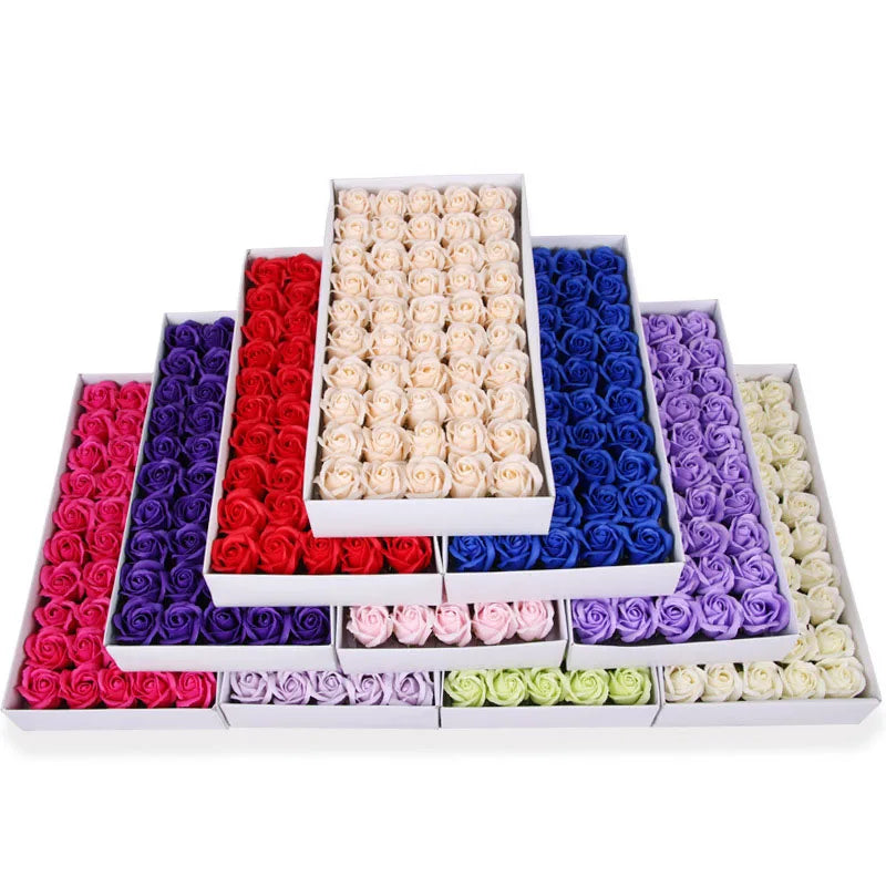 D-FZH001 Wholesale 50 Pieces Flower Soap Roses Gift Box Soap Rose Flower Gift Box Bath Rose Petal Soap Flowers Head Box