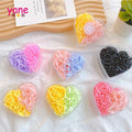 Hair Accessories Box Style About rainbow Color High Elastic Disposable Rubber Bands  With Heart Plastic Box Mixed Two Colors