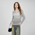 2025 Women's Casual Crochet Lightweight Hooded Long Sleeve Pullover Cordless Hollow Mesh Knitted Top