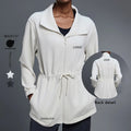 Xsunwing Women's Warm Casual Work Sports Windbreaker Autumn Outdoor Jackets with Drawstring Waist Air Layer Stand Collar WD25137