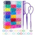 24pcs Candy-Colored Disposable Hair Accessories for Girls Bow-Style Braided Hair Rope with Ribbon & Pearl Material
