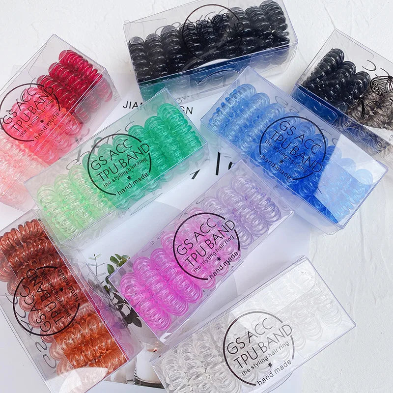 9pcs Phone Hair Ring Girls Color-Changing Headband Rubber Band Head Rope Seamless Hair Telephone Wire Hair Ring