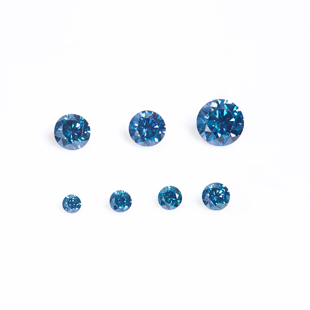 XINGYUE GEMS FACTORY Wholesale Royal Blue Color Round Mossanite Moissanite 0.8-2mm Small Stones Diamond for Jewelry Application
