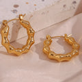 Geometric Hollow Out Gold Hoop Earrings Exaggerated 18K Gold Plated Stainless Steel Statement Earrings
