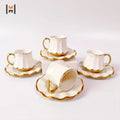 Luxury Turkish Espresso Cup & Saucer Wavy Gold-Plated Ceramic Cup and Saucer Coffee Tea Cup Saucer Porcelain