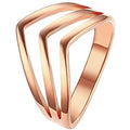 Hot Sale Stainless Steel Rose Gold Pointed V Shape Ring for Women