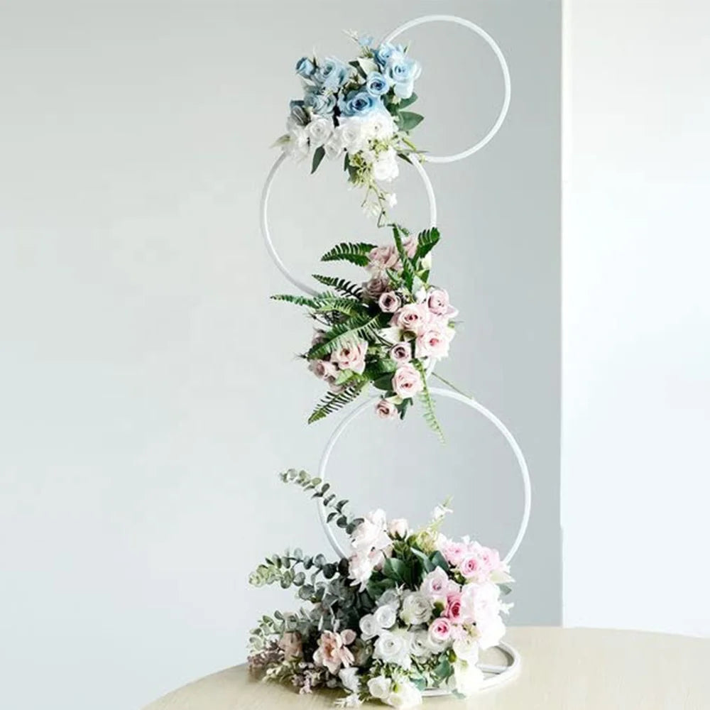 Round Metal Hoop Pillar for Wedding Birthday & Graduation Events Elegant Flower Stand & Balloon Arch for Party Decorations