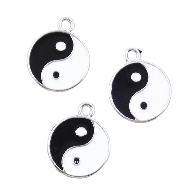 Charms 2 Sided Eight Diagrams Black and White Yin Yang Gossip 18mm Pendants DIY Making Findings Handmade Tibetan Jewelry