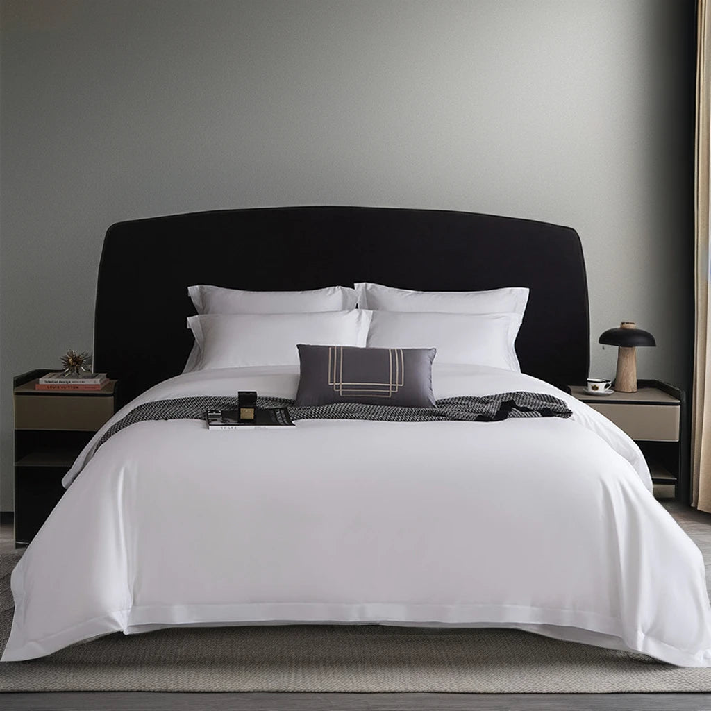 Customized Care Label Sateen 100% Cotton Fabric for Bed Sheet in Roll Plain Style King Size Duvet Cover and Flat Bed Sheet