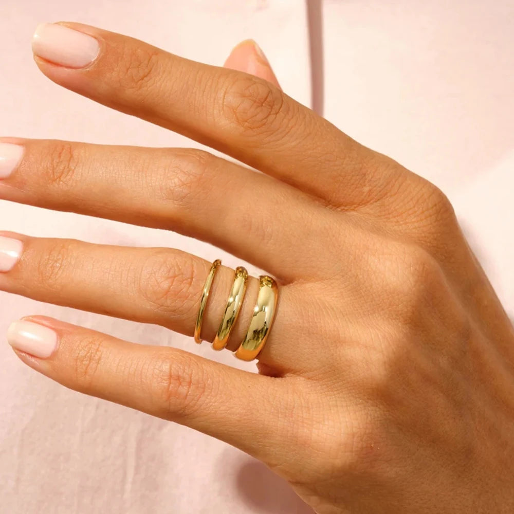 Classic Style Rings Stacking Stainless Steel Rings Woman Layered Minimalism Rings for Ladies Suitable Gift Jewelry