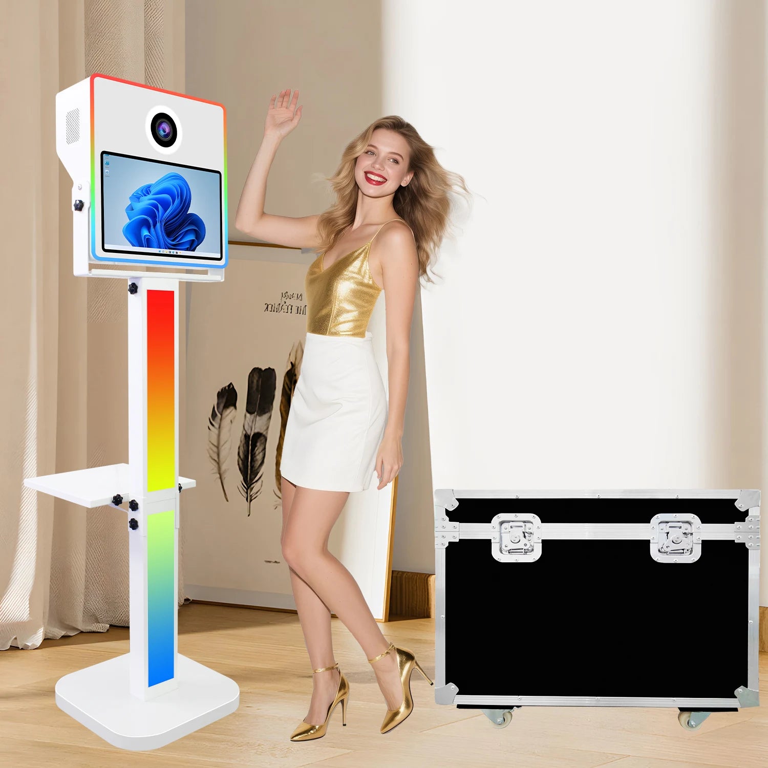 Dslr Photo Booth Shell With 15.6 Inch Touch Screen Instant Photo Booth LED Frame Custom Logo Camera Photobooth for Wedding Party