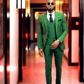 Green Mens Wedding Tuxedos Slim 3 Pieces Groomsmen Groom Coat Suits Plus Size Prom Party Blazer Jacket (Jacket+Vest+Pants)