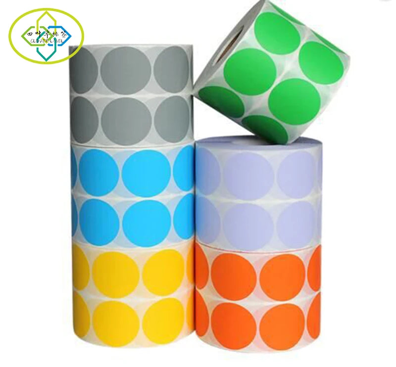 Colorful Thermal Sticker 50x50mm Round Shape Circle Labels Sticker