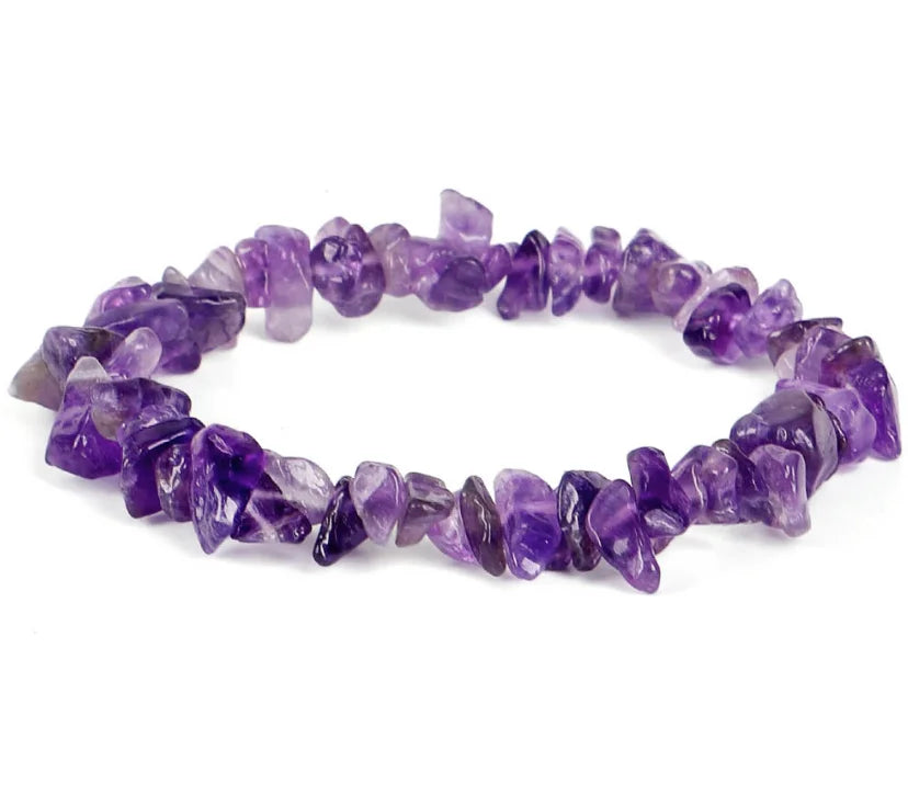 Natural Amethyst Quartz Crystal Beaded Bracelets for Women Men Girls-Classic Style Buddhist Healing Gemstone Stretch Gifts