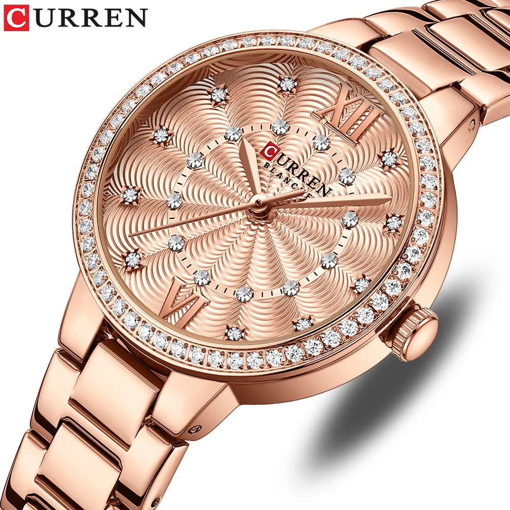 2022 New CURREN 9085 Watch Women Watches Ladies Creative Steel Women's Bracelet Watches Female Waterproof Clock Relogio Feminino