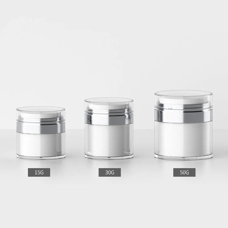 Custom 30g Clear Acrylic Cosmetic Jar with Press Pump 1oz Plastic Round Jar and Screw Top Lid for Skin Care