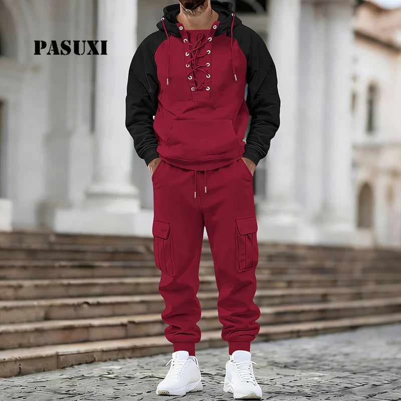 PASUXI Autumn New Large Size Men's Casual Suit the Couple Youth Sweatshirt Outdoor Clothing Men's Sportswear