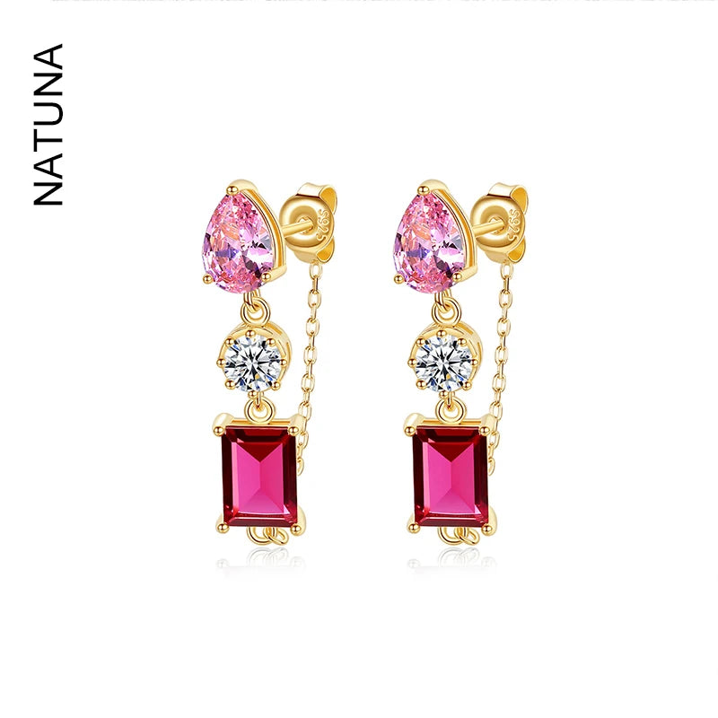 2023 NATUNA Mixed Color Earrings 925 Silver Earrings with Artificial Color Treasure Earrings Custom Pendientes Halskette