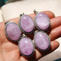 Wholesale Price Big Natural Flash Kunzite Gemstone 925 Silver Eco-Friendly Hand Carved Jewelry Necklace Pendant for Gift
