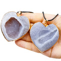 Wholesale Handmade Craved Natural Crystal Agate Geode Heart Shape Druzy Quartz Necklace Pendants for Jewelry Making DIY