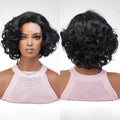 Front Lace Hairline Little Lace Front Black Short Natural Wavy Synthetic Wig No Bangs for Women Heat Resistant Fiber Wigs