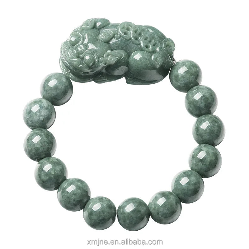 Certified Grade a Natural Jade Money Drawing Pi Xiu Bracelet Ice-Like Beads Bracelet Men's and Women's Four-Party Jade