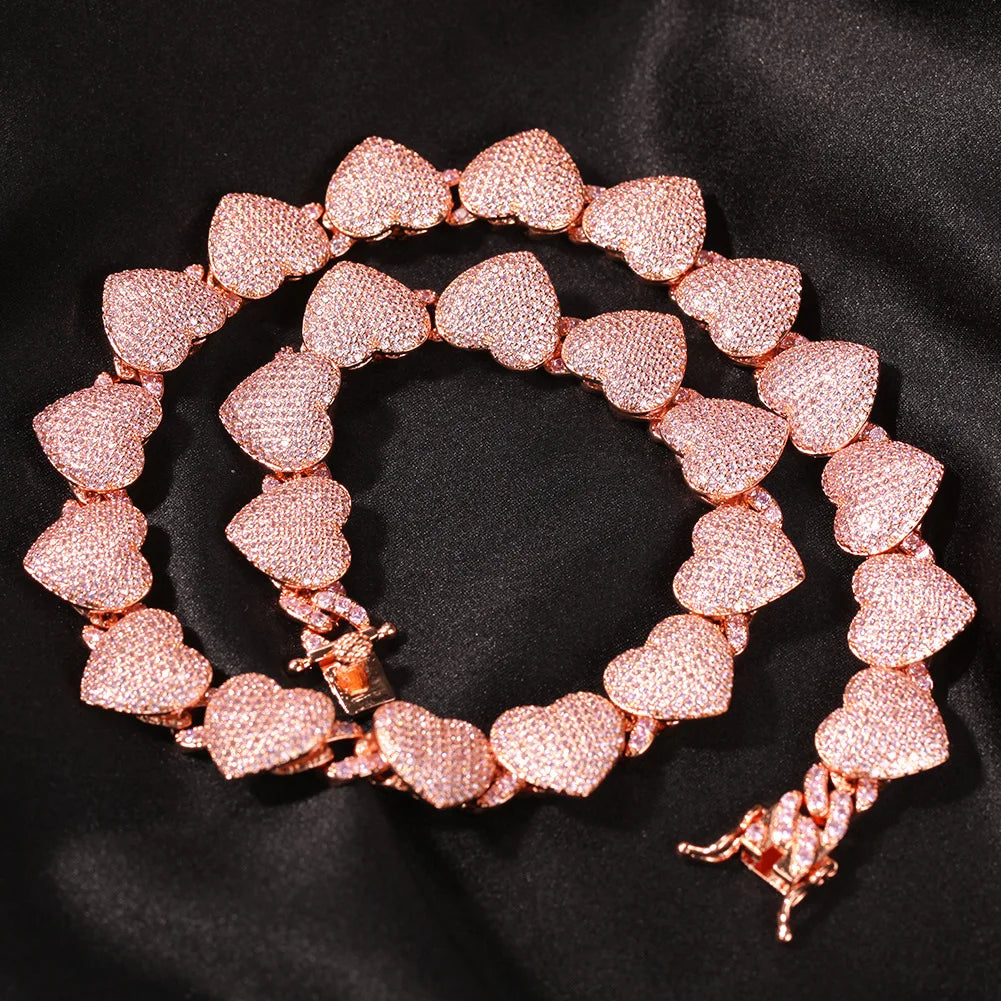 New Exquisite Sweet Zircon Love Necklace Hip Hop Fashion Necklace Jewelry