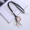 TongLing Italy Necklace Black Rope Layered Strand Rope Two Tone Colors Loop Circular Pendant Necklace for Women
