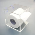 Customized Square Clear Acrylic Toilet Tissue Roll Paper Box Holder with 2 Suction Cups for Wall Mount