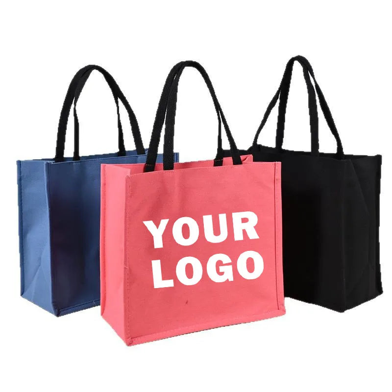 Customized logo High-quality Canvas Bags Tote Bags Large-capacity Solid-color Promotional Canvas Bags