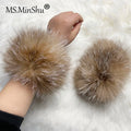 MWFur Luxury Women Fox Hair Wristband Winter Fashion Fur Cuff Knitting Cuffs Women Elastic Fox Hair Cuff for Wrist