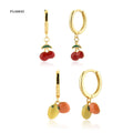 FUAMAY 2022 Trend Classic Gold Plated Enamel Hoop Earrings Orange and Lemon Drop Design Fashionable Aros Style for Gift