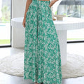 Women's Summer Anti-Wrinkle Floral Wide Leg Trouser with Elastic Waistband