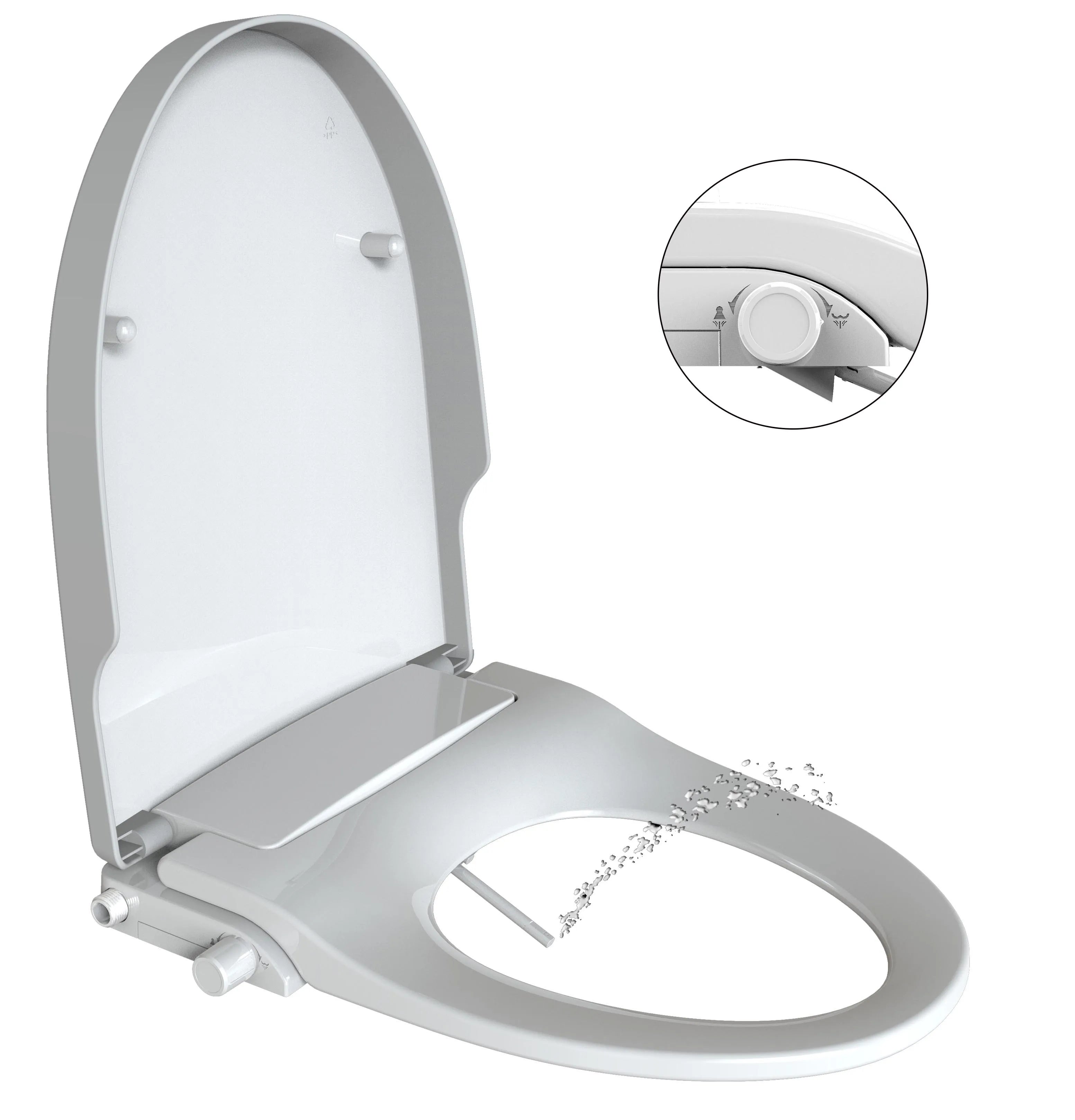 Modern Full Functional Dual Nozzle Vertical Spray Rear Front Washing Cleaning Bidet Toilet Seat Cold Water Non-Electric Hotel