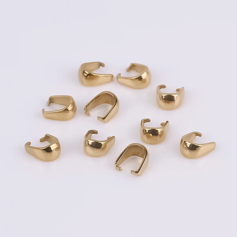 Gold PVD Plated 316L Stainless Steel Necklace Pendant Bail Melon Seed Buckle Non Tarnish Bail Clasps Jewelry Findings