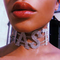 Big Rhinestone Letter Necklace Women Choker Necklaces Clavicle Chain Jewelry Gift