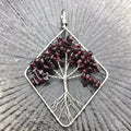 HZ Factory Directly Wholesale Natural Garnet Chips Tree of Life Necklace Leather Chain Tree Pendant Palm Tree Necklace