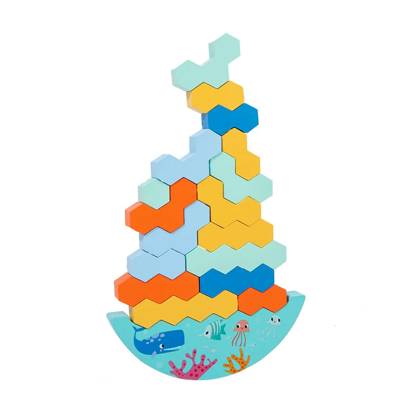New Arrival Children Wooden Stacking Balance Block Game Early Educational Preschool Balancing Gift Toys for Kids With CPC