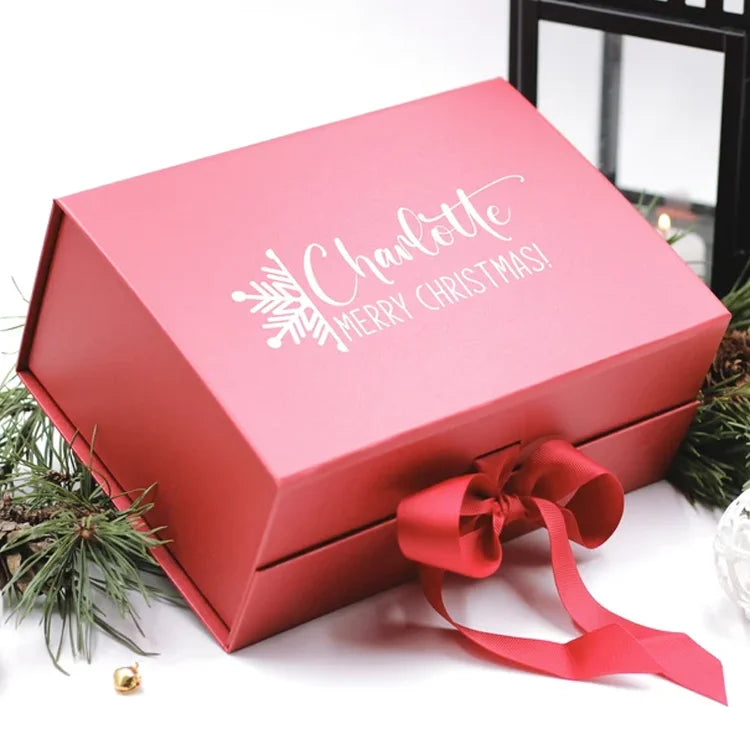 Luxury Personalized Eco-Friendly Recycled Materials Christmas Present Gift Box Embossing Matt Lamination Custom Foldable Winter