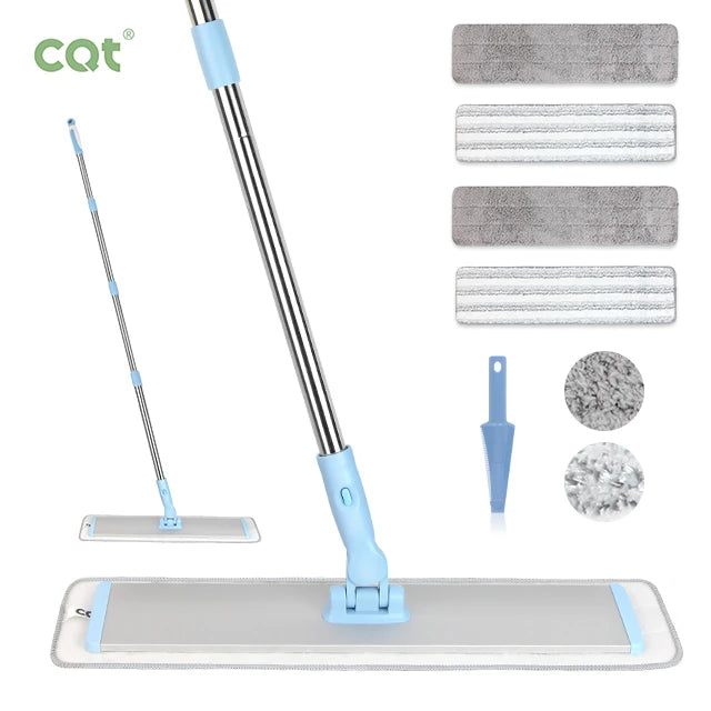 New Design Easy-to-Operate 360 Degree Industrial Flat Mop High Durability Lightweight Folding Wringing Aluminum Pole Microfiber