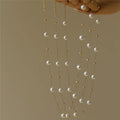 SP  Good Quality Glass Pearl Handmade Chain Necklace Choker Stainless Steel