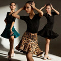 Cheapest Latin Dance Dress Set Ballroom Jazz Leotard with Mini Short Skirt Stage Dancewear Performance Costume for Girls